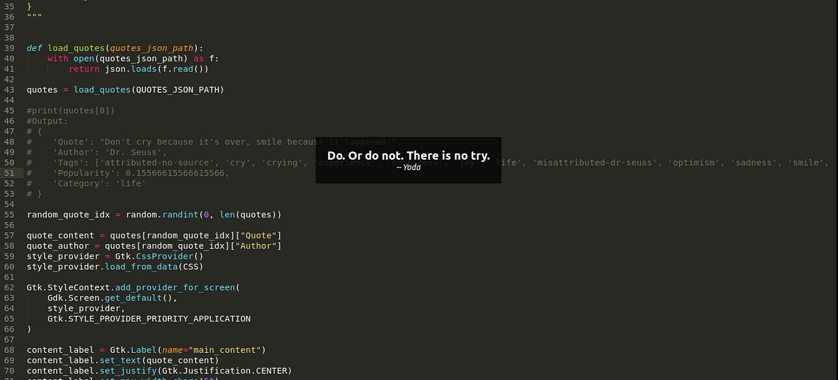 Building a desktop app using GTK and Python to display motivational ...