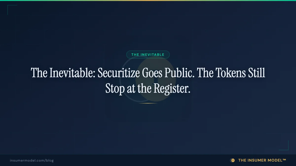 The Inevitable: Securitize Goes Public. The Tokens Still Stop at the Register.
