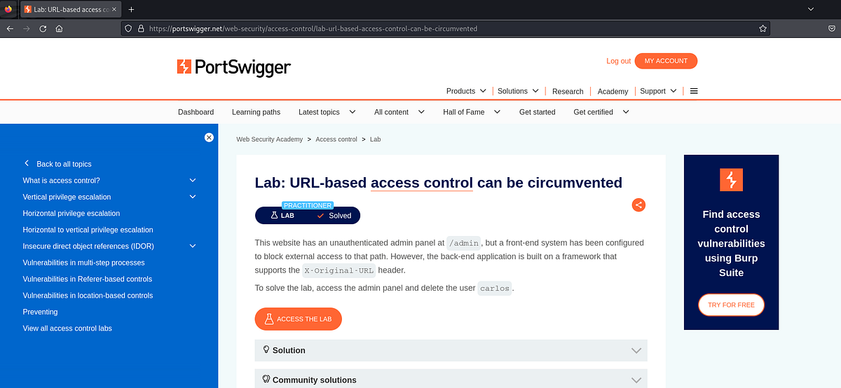 URLbased access control can be circumvented[PRACTITIONER] by