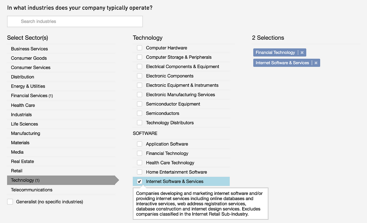 How do you design a UX to find the right industry out of 20,000? | by ...