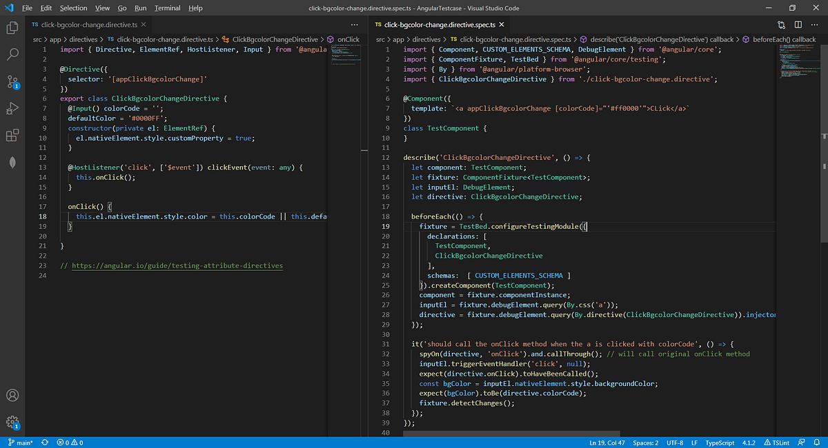 Angular bgcolor change Directive Unit Testcase by Piyali Das Medium