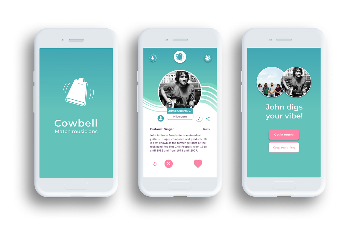 Cowbell. A Tinder for Musicians. A UX Design Case Study by Paul Middelkoop Codaisseur Academy