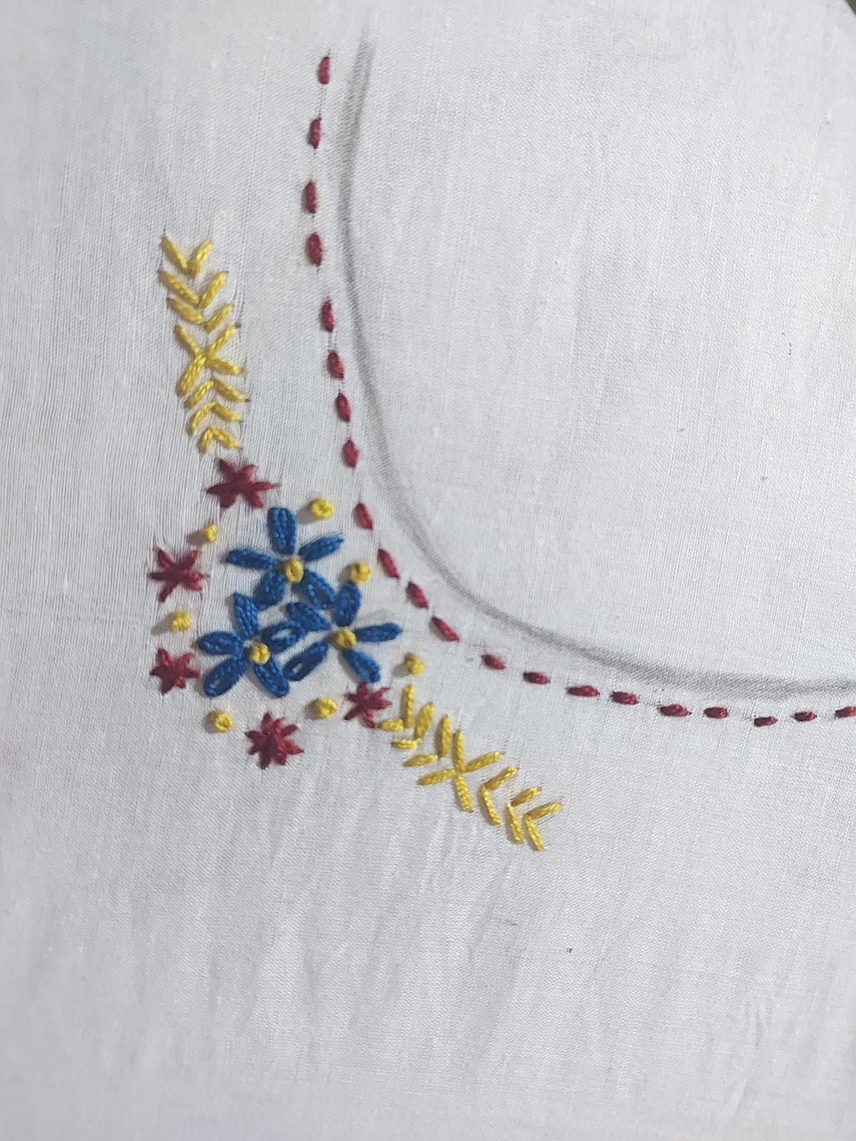 Hand Embroidery Patterns, Simple Neckline Embroidery Tutorial