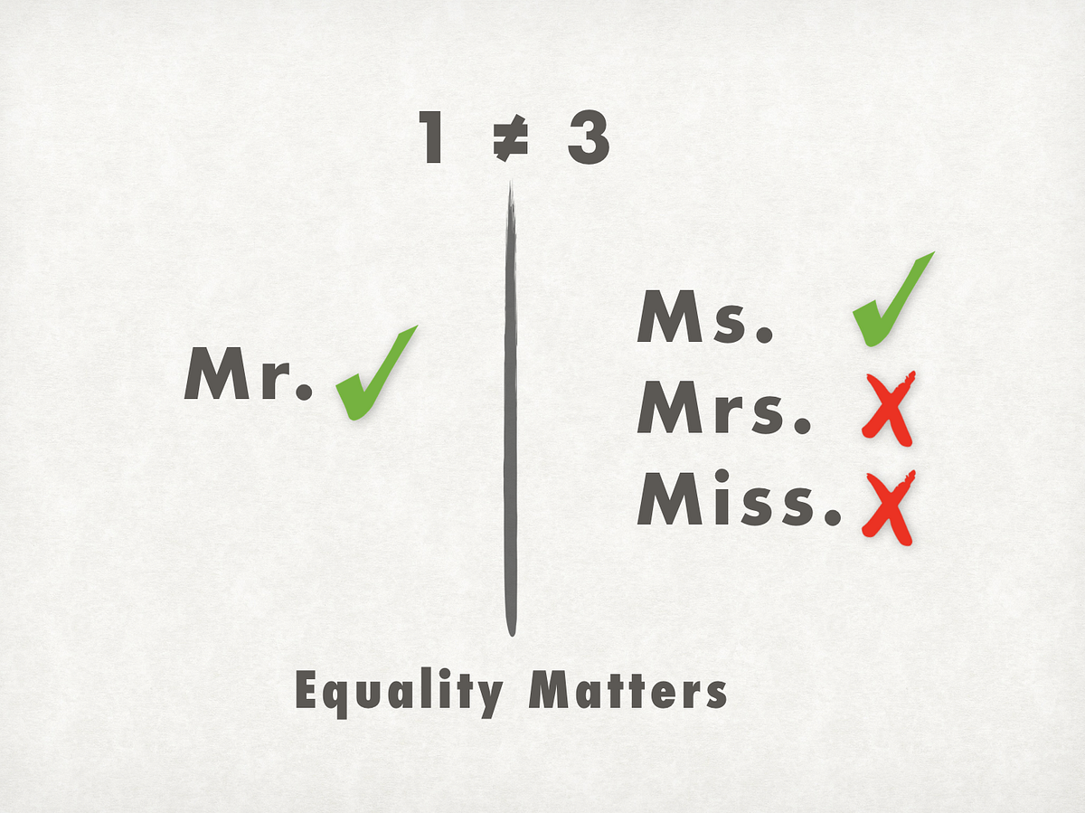 Mr. and Ms., Mrs., Miss. Wait! Whaat? Let’s Make Titles Equal by