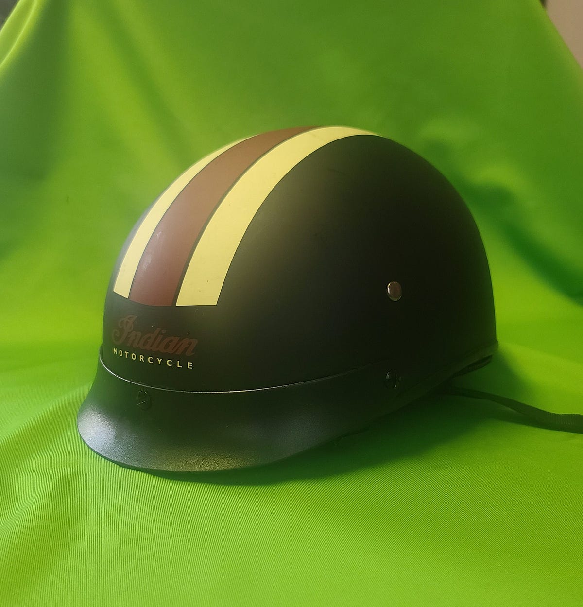 Indian Motorcycle Half Helmet with Retro Racing strip bb02 by Tim