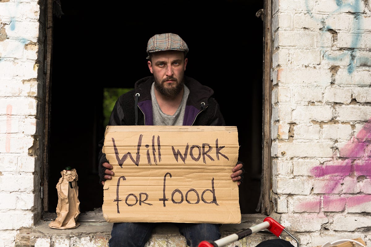 безработица. Not willing to work. трасса 60 work for food. Will work for food бомж. бизнесмен с табличкой.