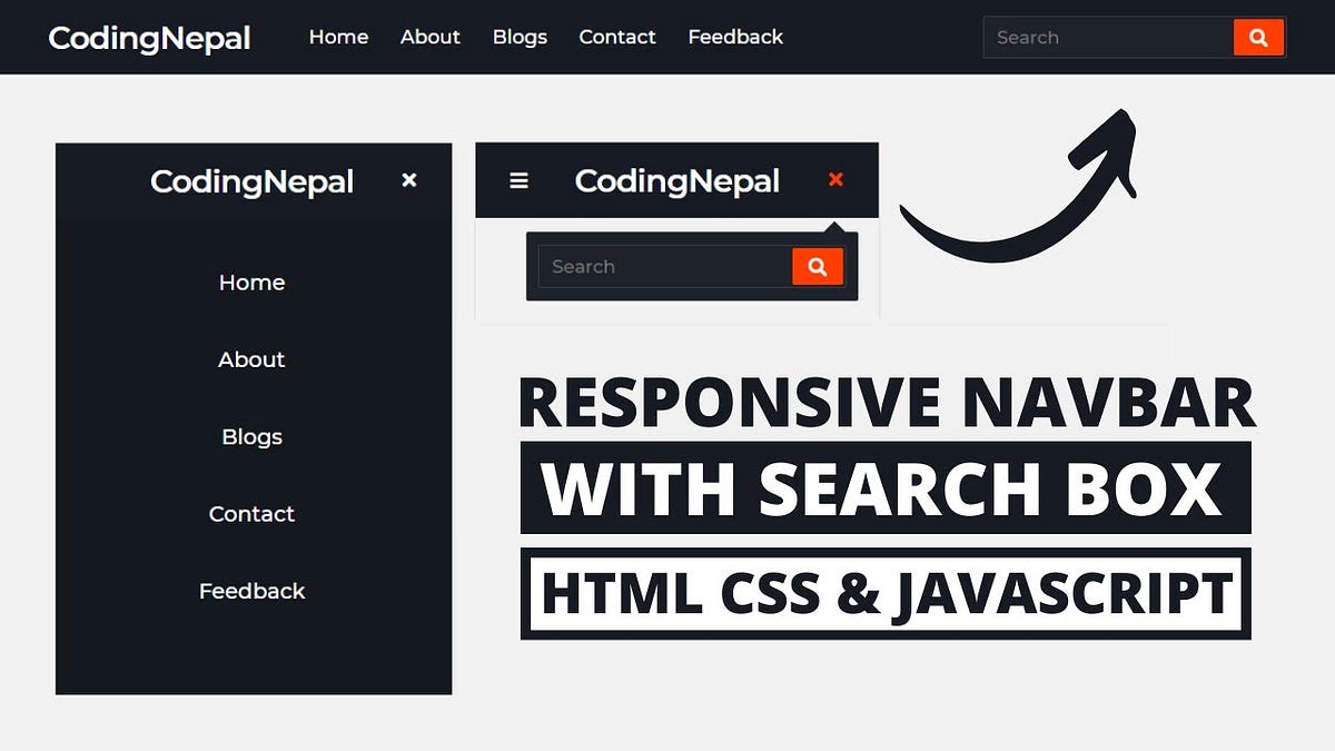 Responsive Navbar with Search Box using HTML CSS & JavaScript | by ...