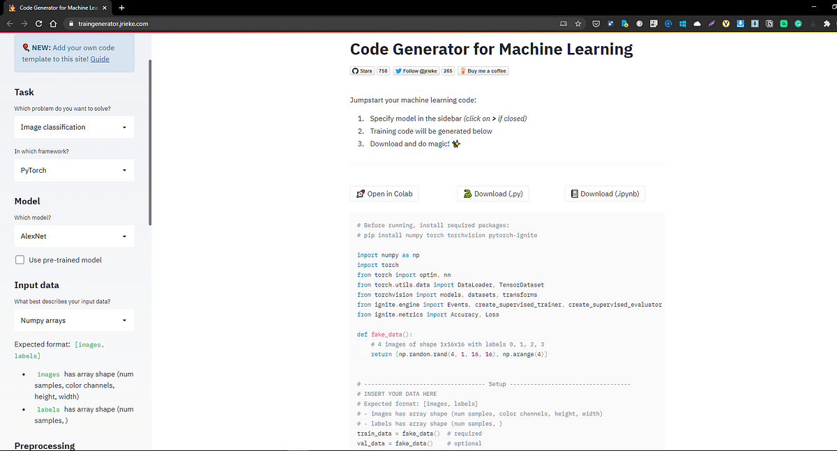 Code generation machine store learning