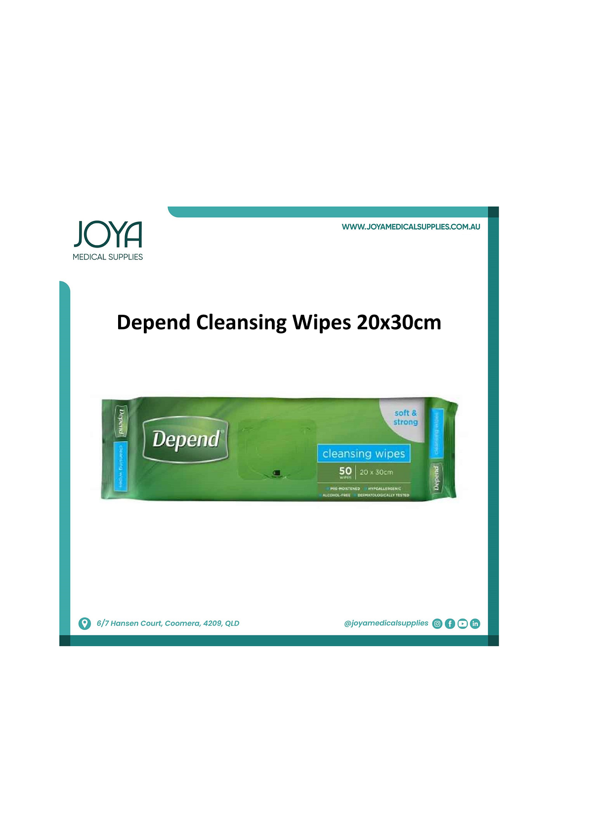 Depend Cleansing Wipes 20X30cm Australia — Joya Medical Supplies
