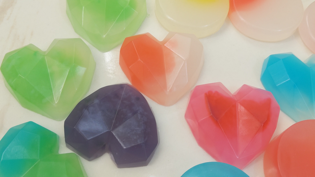 Clear Gem MP Soap with Food Coloring Gem Melt and Pour Soap Making