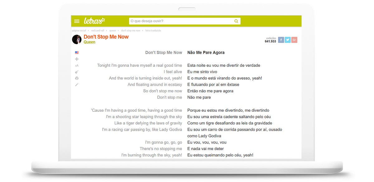Mas é letra de música… não é só usar o Google Tradutor?