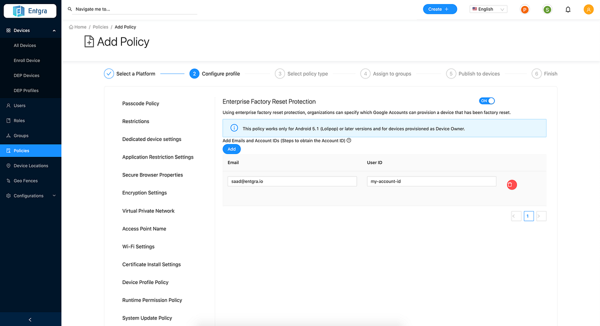 Enterprise Factory Reset Protection with Entgra MDM by Saad Sahibjan