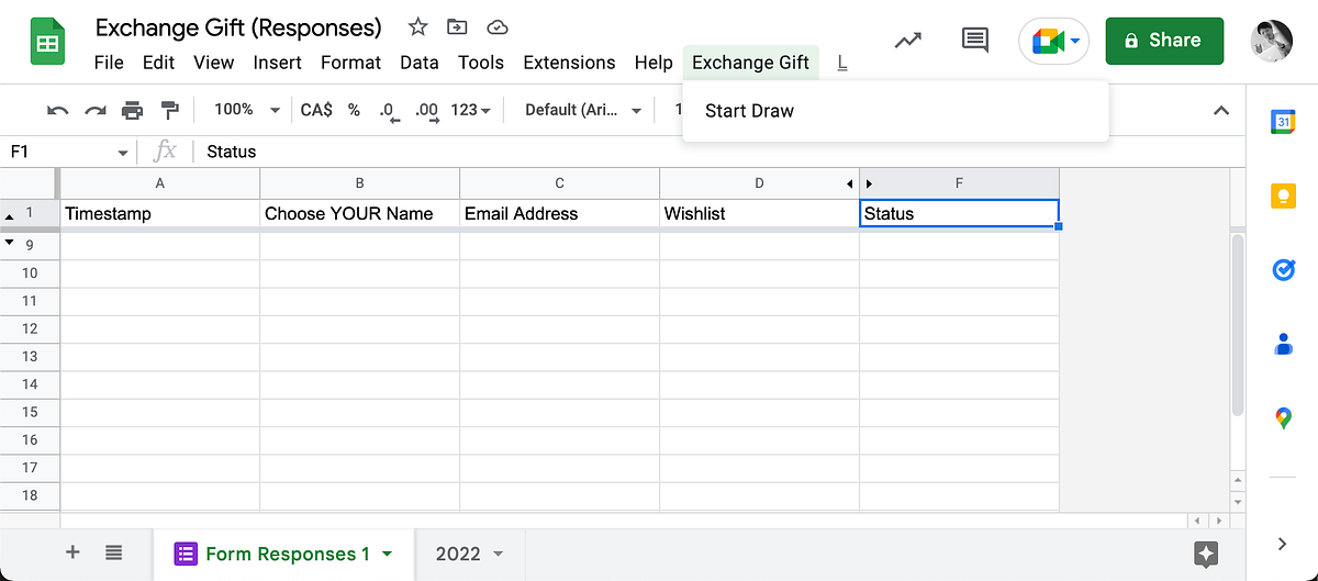 Developing Exchange Gift Generator with Forms/Spreadsheets and Apps