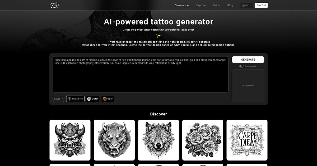 The free ai tattoo generator and design-Tattoo AI Design | by Tap4.AI ...