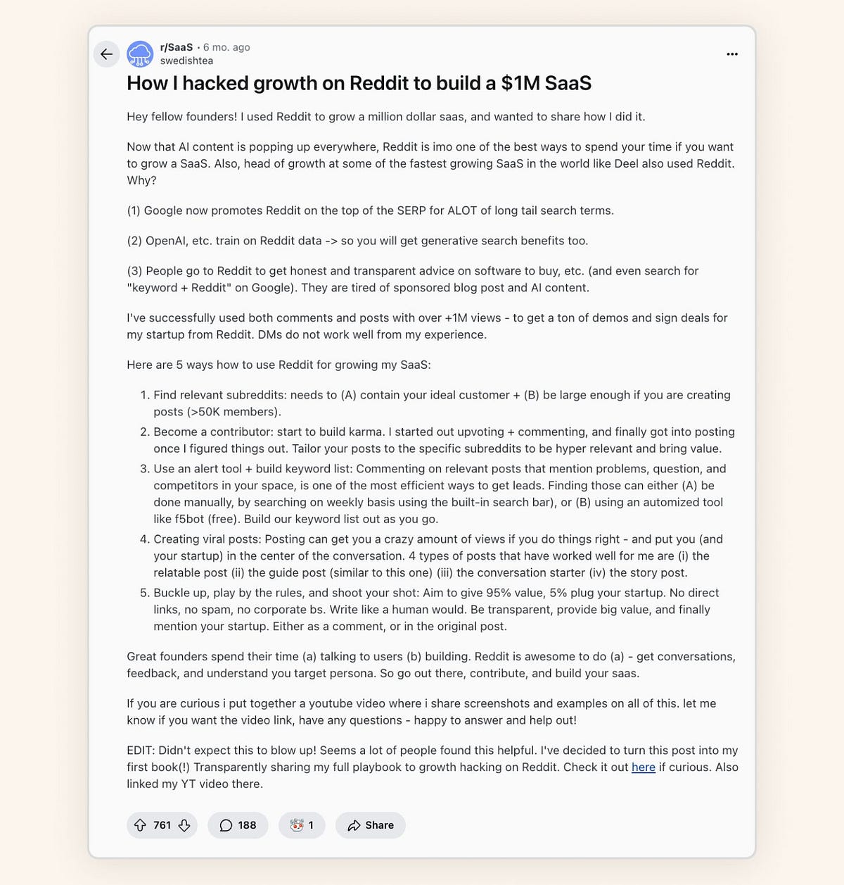 This guy built a $1M SaaS — just by posting on Reddit