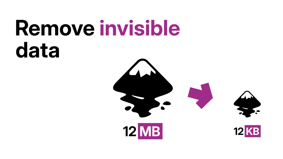 How to remove hidden data from Inkscape files to reduce the file size