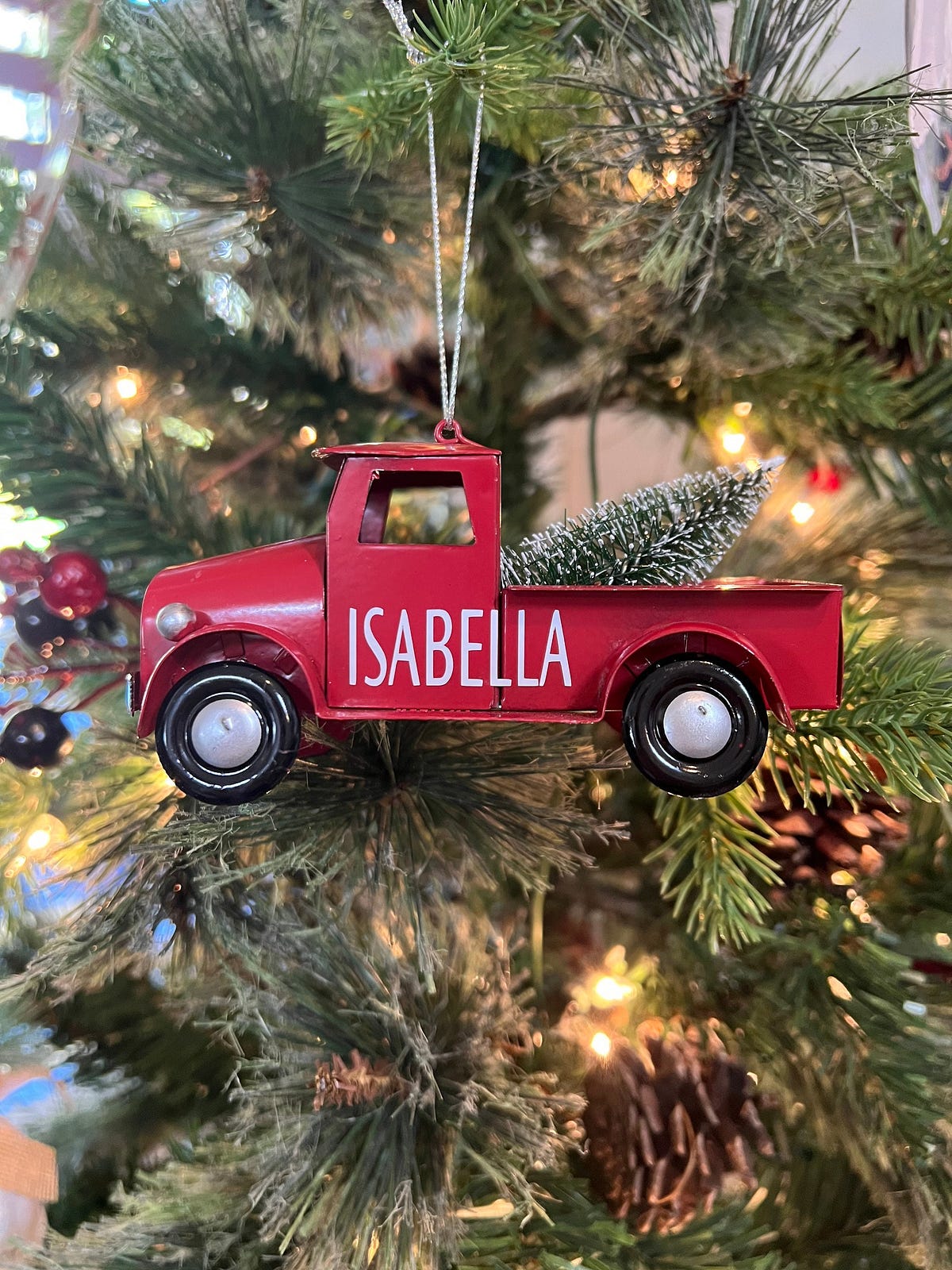 Personalized Metal Red Truck Or Galvanized Christmas Ornament. Name And 