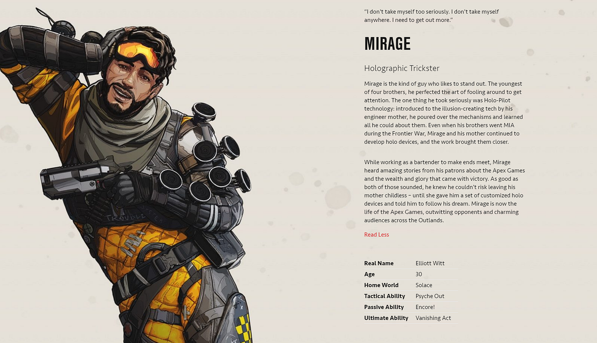 Mirage – Holographic Trickster – Apex Legends™ Characters