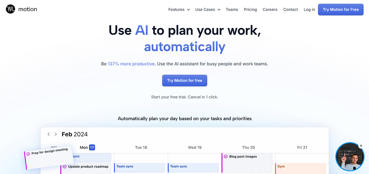 Motion AI — AIPowered Task Management and Scheduling by Seven23AI