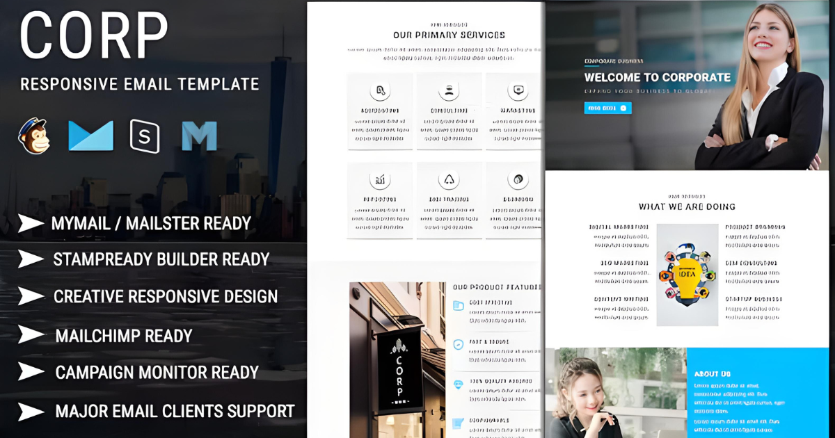Corp Responsive Email Template, Email Templates FT. Agencies & Campaign