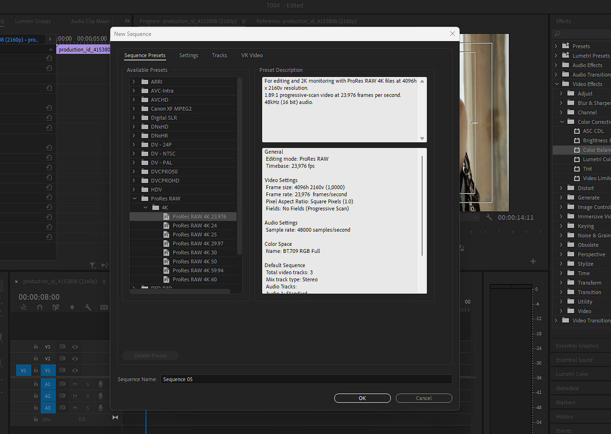 Premiere Pro: ¿Qué es el Ajuste Preestablecido de Secuencia ProRes RAW ...