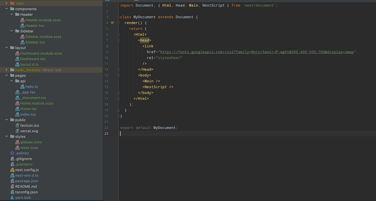 Launch a NextJs app with typescript, eslint, prettier, sass module, layouts and web fonts. by