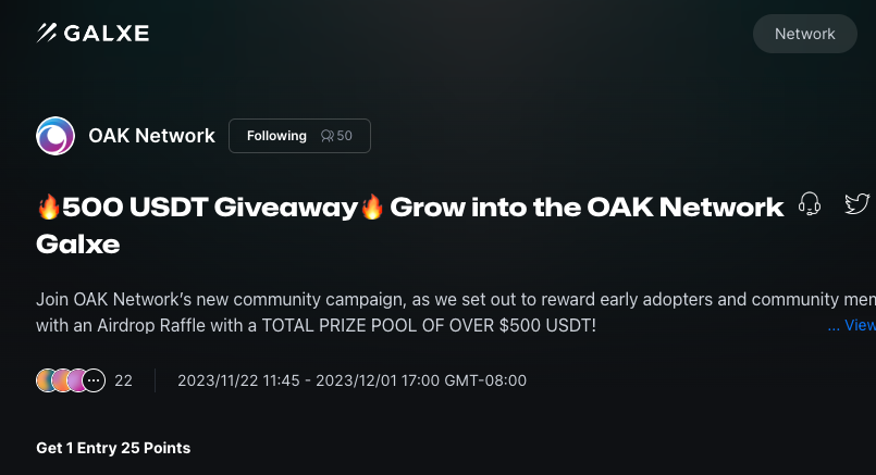 How to Participate in OAK Network's Airdrop on Galxe