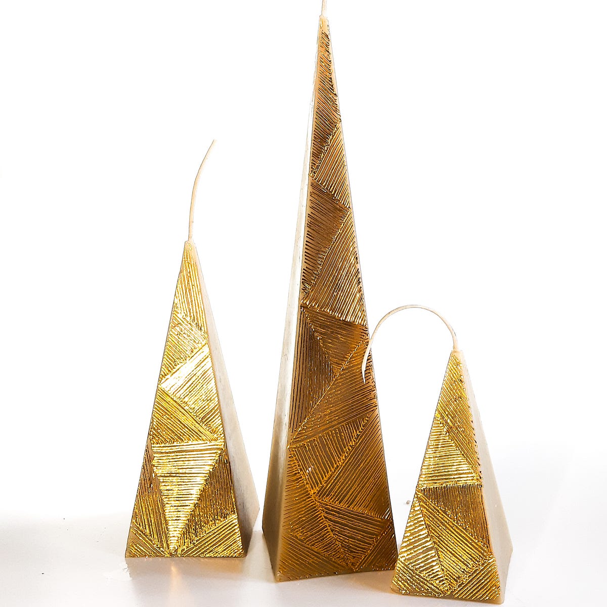 Beeswax pyramid candles set of 3. An elegant candles gift set of three