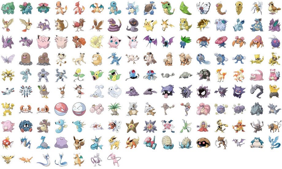 The first 151 pokémon