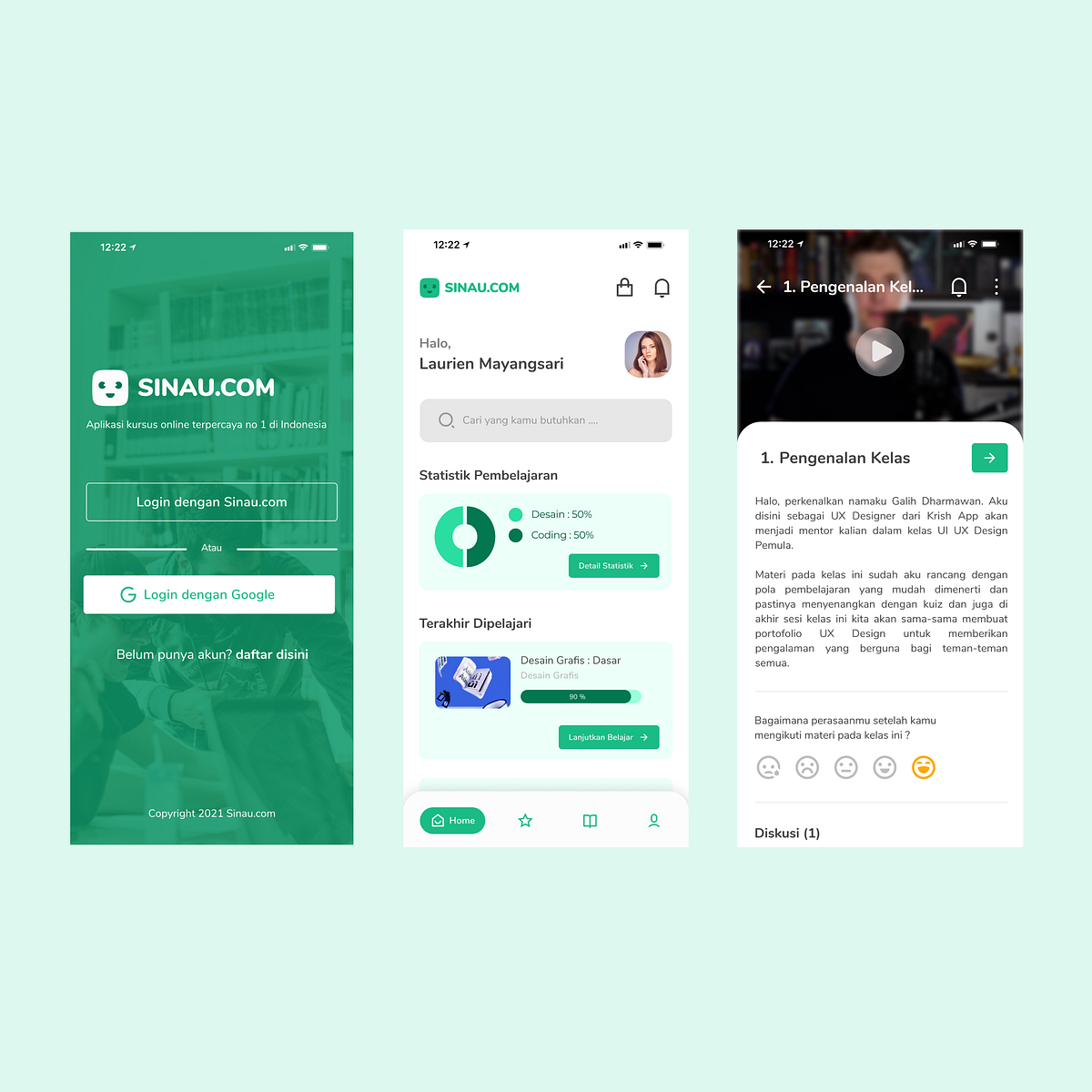 UI/UX Case Study — Sinau.com, Aplikasi Kursus dan Belajar Online | by ...