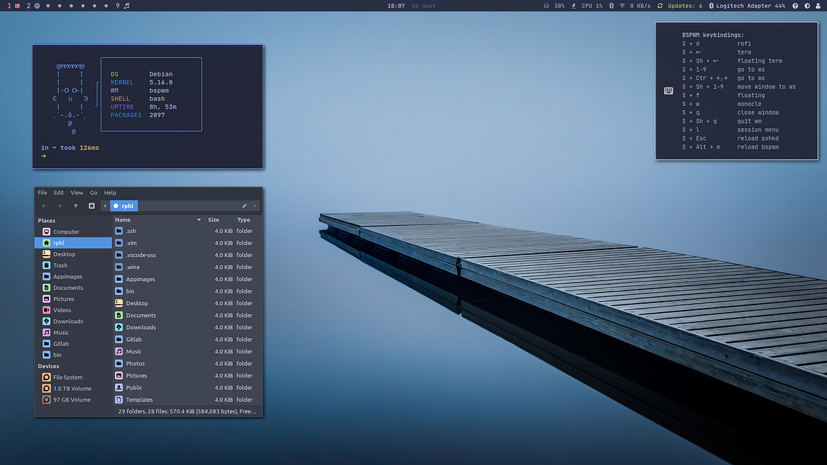 Installing BSPWM on Debian. How to install and setup BSPWM, a… | by  Rphl-Mstl | Tech notes and Geek stuff | Medium