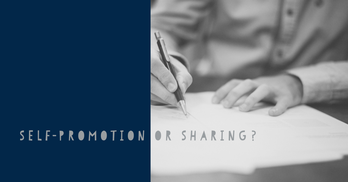 How do we distinguish between self-promotion and online sharing 
