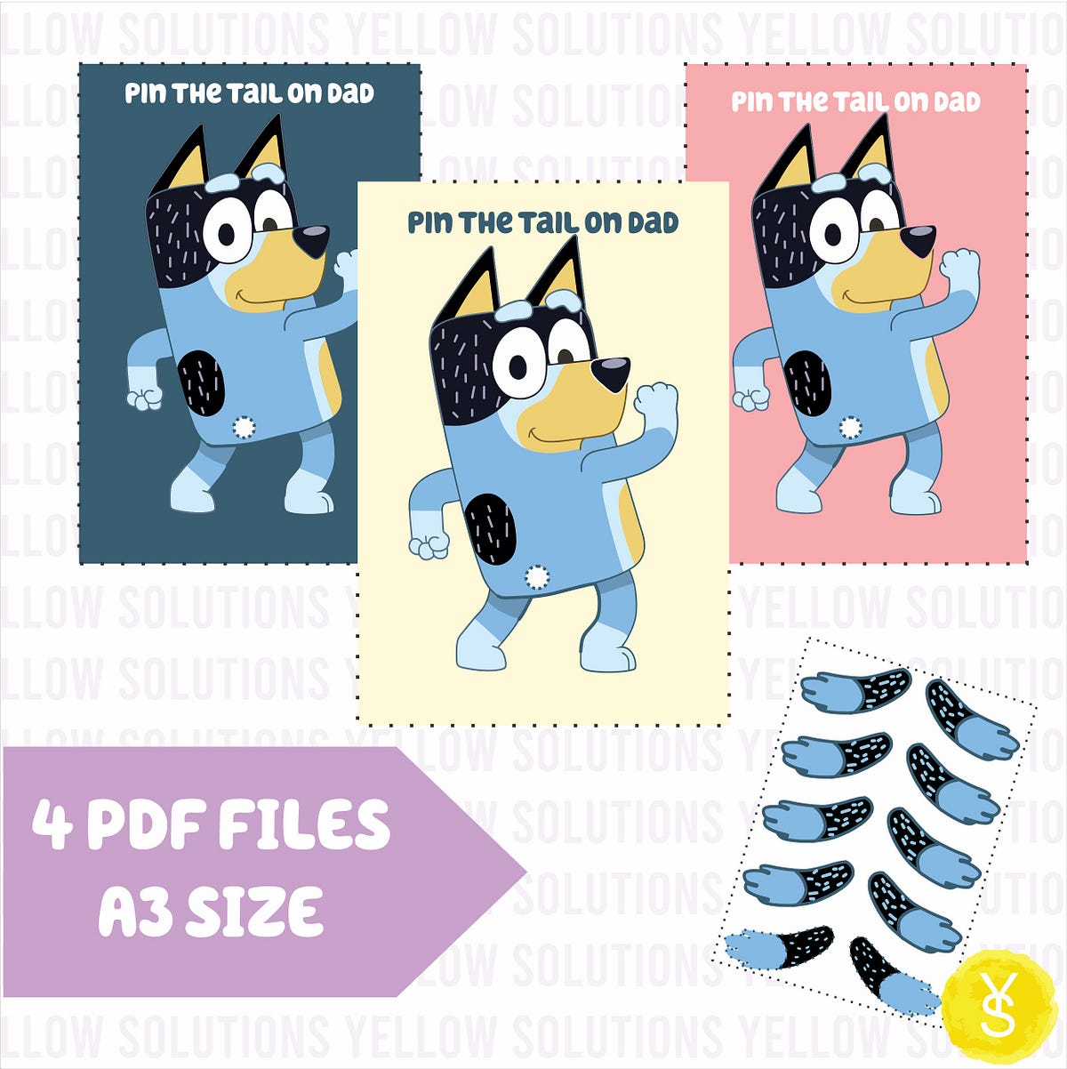 Printable — Pin the tail on dad — Bandit — Bluey themed party — A3 ...
