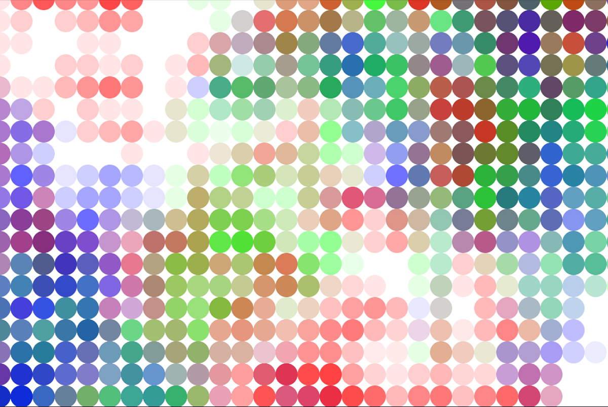 Random walk and colored dots. Today I was playing with Javascript and ...