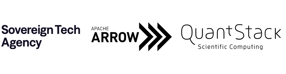 The logos of the Sovereign Tech Agency, the Apache Arrow Project, and QuantStack
