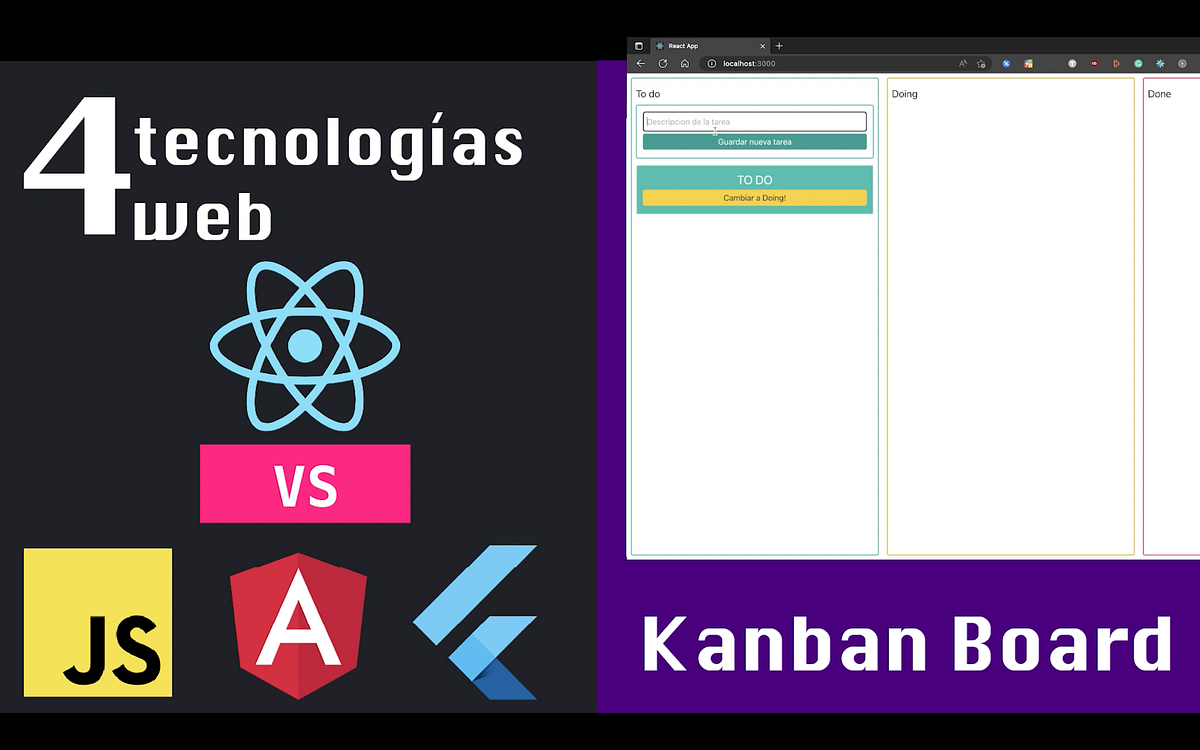 Construyo un Kanban Board en Vanilla JavaScript, React, Angular y