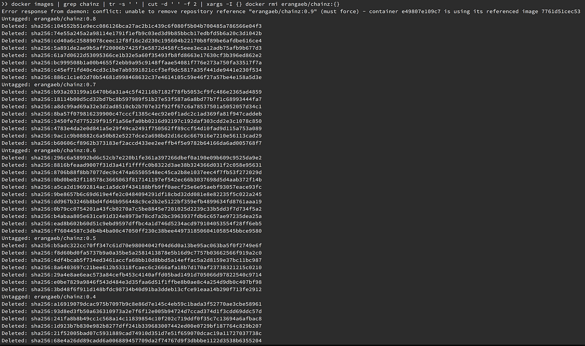 Delete docker image with all tags | by (λx.x)eranga | Effectz.AI | Medium