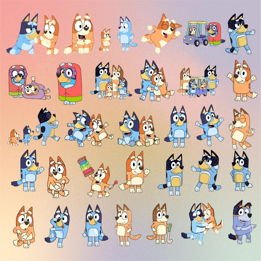 Bluey Clipart Bundle, PNG Files, Bluey & Bingo, Bluey Family, Bluey ...