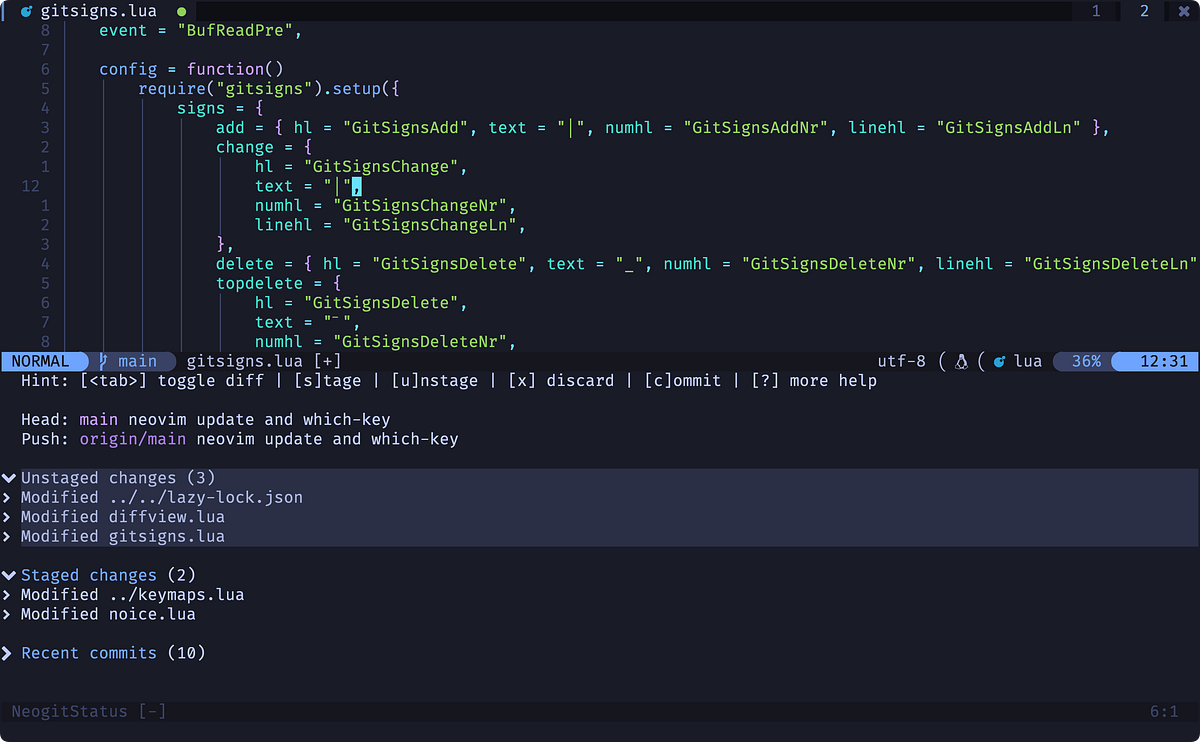 My Neovim Git Setup. Neogit, Gitsigns, and Diffview | by Michael Bao ...