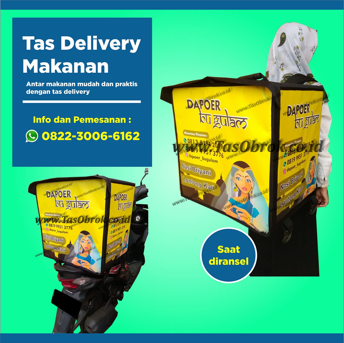 Tas Ransel Motor Depok, Harga tas delivery makanan Depok, tasobrokindah