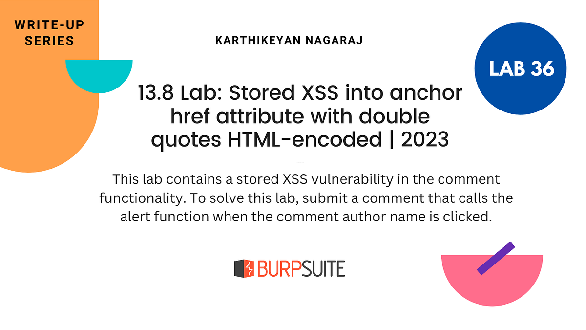 13.8 Lab: Stored XSS into anchor href attribute with double quotes HTML ...