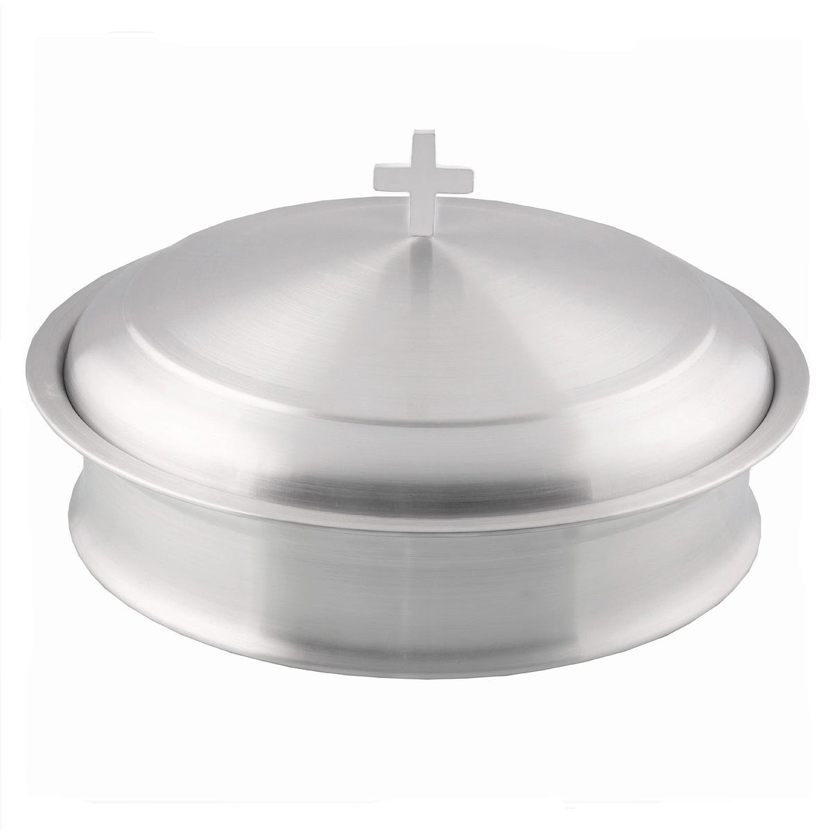 Communion Ware Holy Stacking Bread Plate With Lid - Stainless Steel, Mirror Finish, Stackable For Large Groups