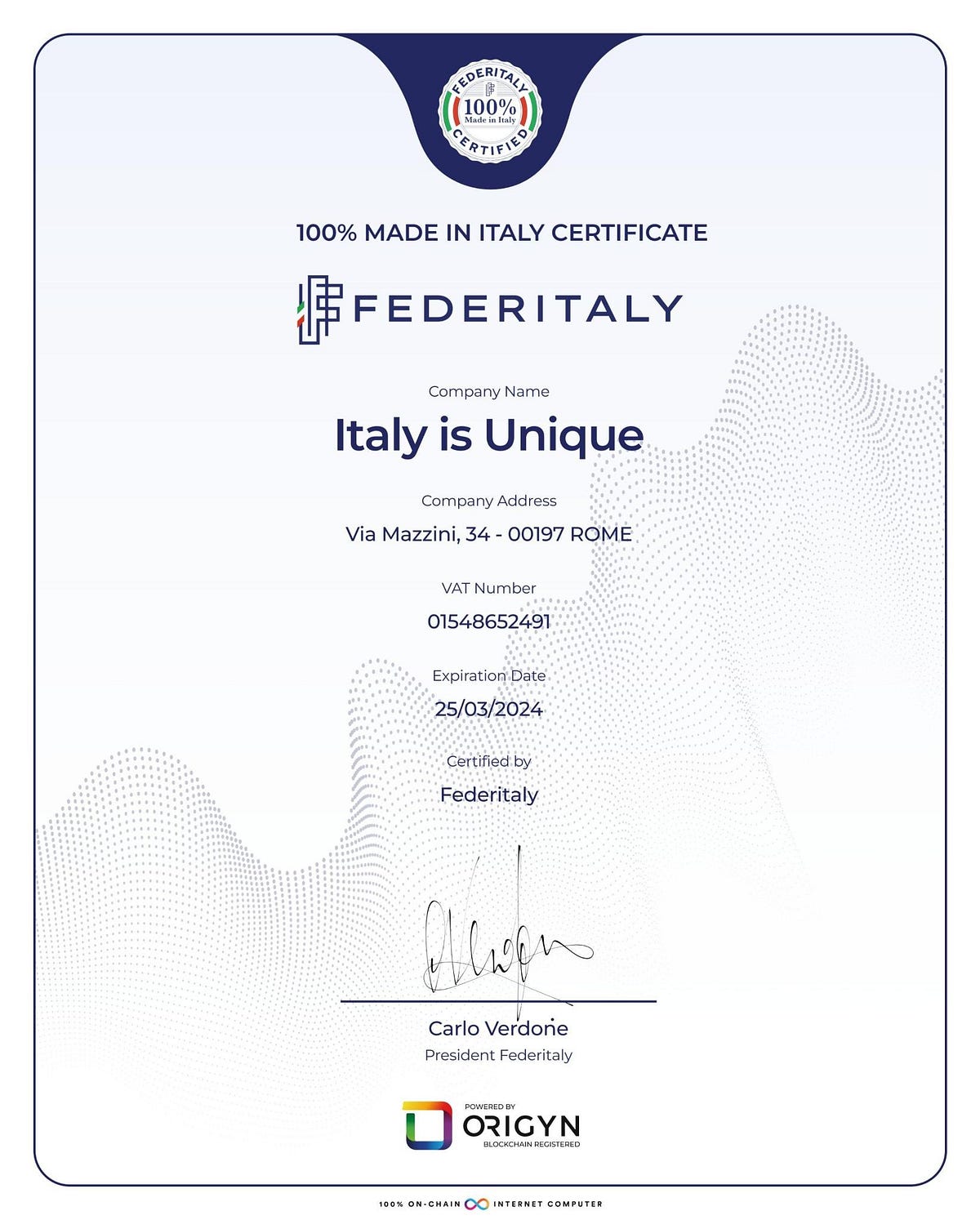 Made in Italy, products and certification