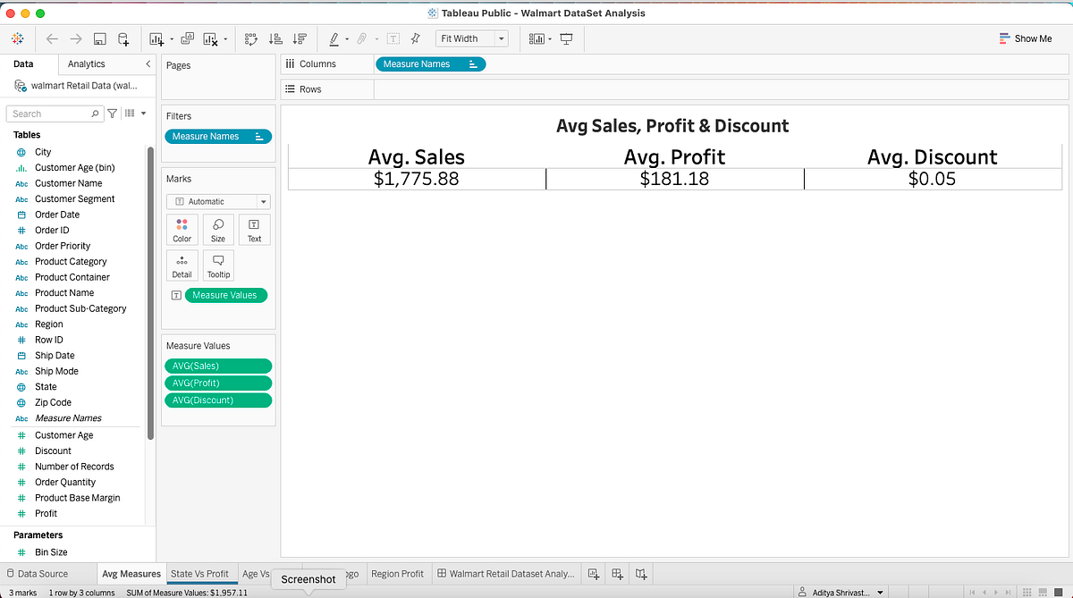 Walmart DataSet Analysis. Tool Use By Tableau by Aditya Shrivastava