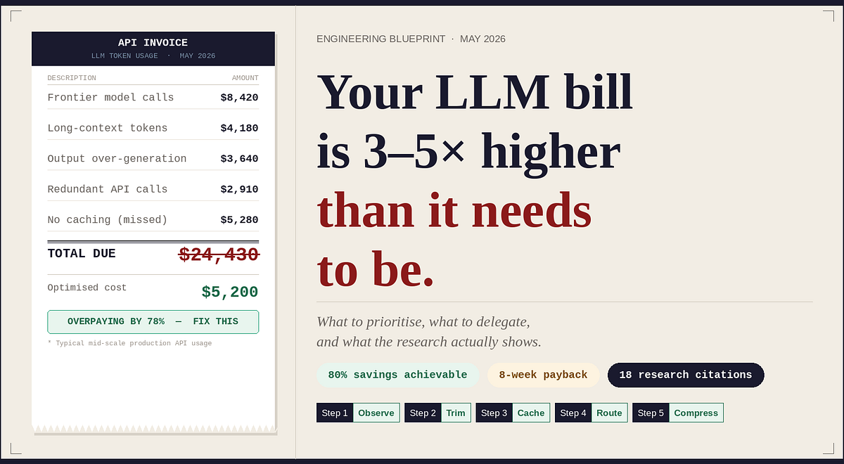 LLM Token Optimization: A Founder’s Blueprint for Cutting AI Infrastructure Costs 60–80%.