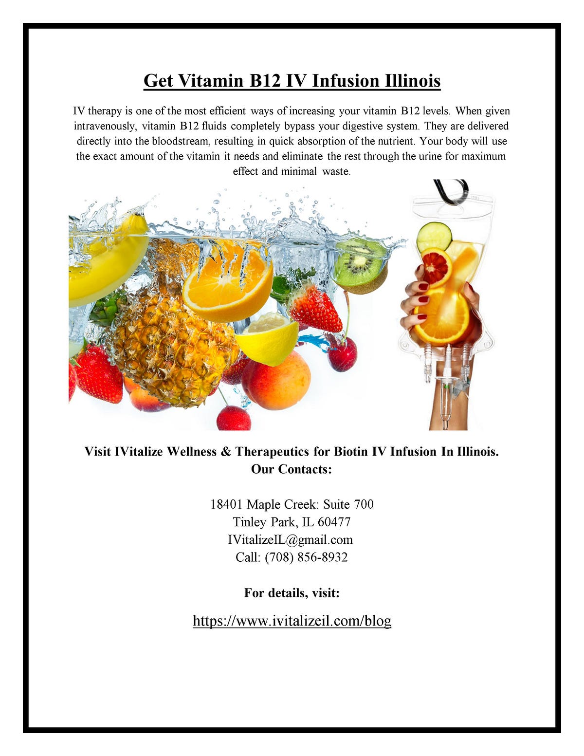 Get Vitamin B12 IV Infusion Illinois Ivitalizeil Medium