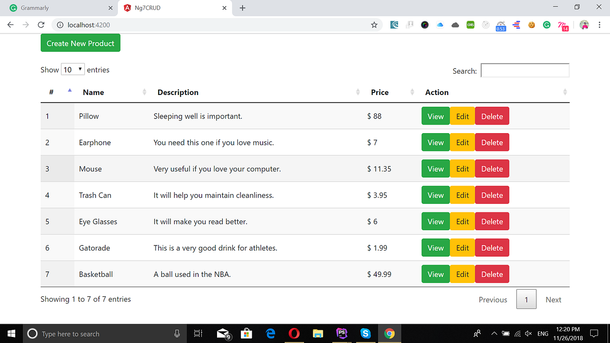 Angular 7 CRUD — Part 4 — Display the Products | by Sathish kumar ...