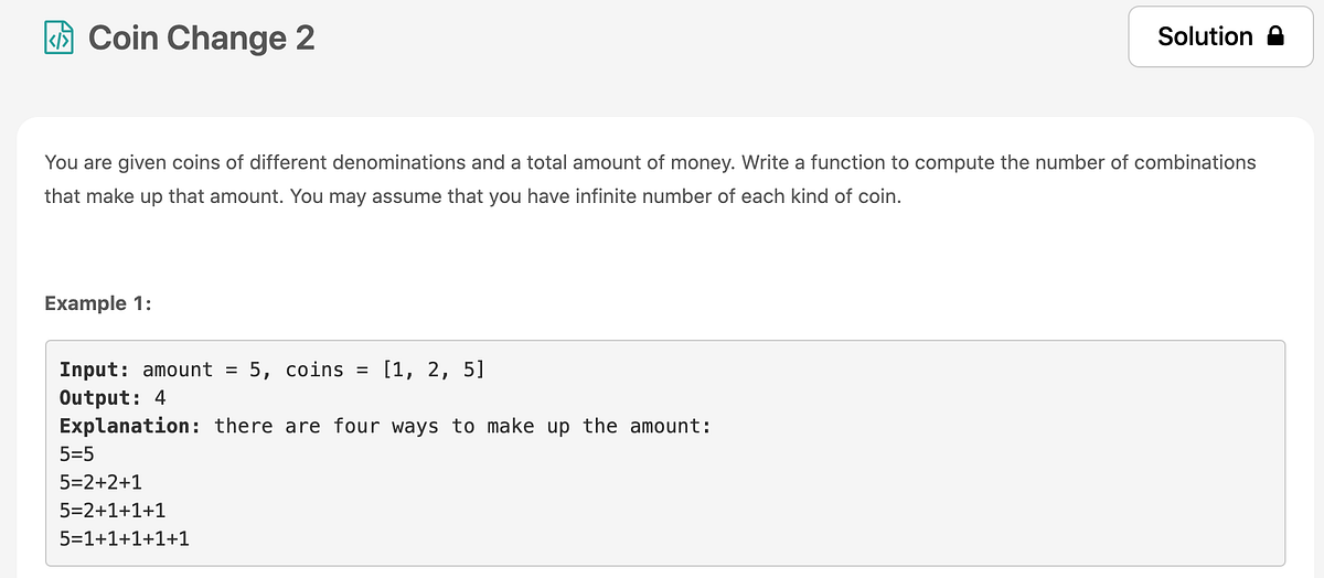 Leet Code Knapsack Problems Coin Change by Adam Garcia Medium