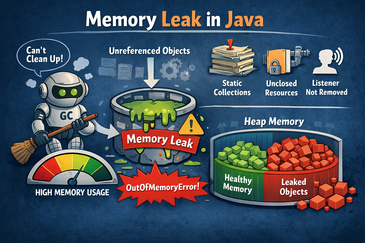 🧠 MEMORY LEAK SCENARIOS IN JAVA | Interview Question | by Lekhana R ...