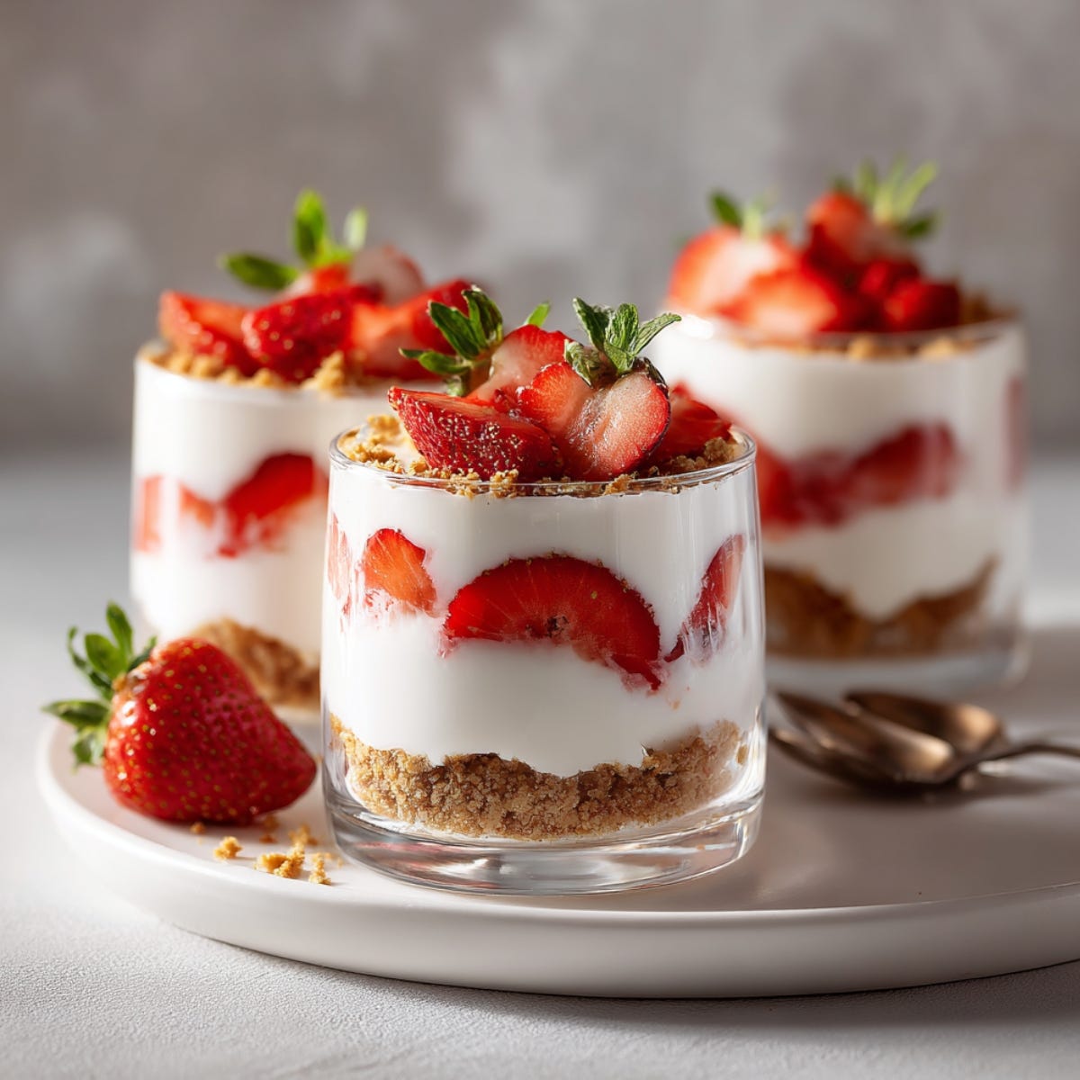Erdbeer-Dessert im Glas mit Joghurt